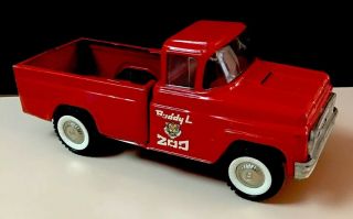 Lqqk Vintage Buddy L Traveling Zoo Red Pickup Truck 14 " - Gr8 Paint