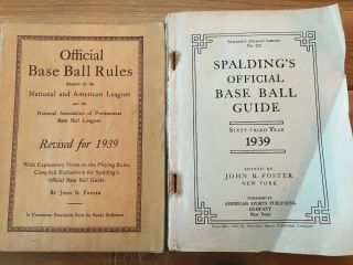 1939 Official Rules Of Baseball And Spalding’s Official Baseball Guide