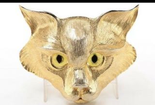 Christopher Ross Very Rare Limited Edition 24k Gold Plated Large Cat Buckle 1988