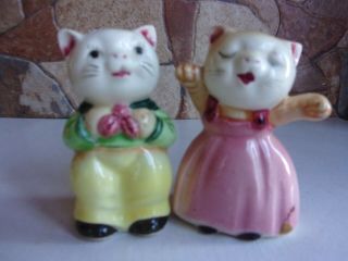Vintage Cats In Clothing Salt And Pepper Shakers