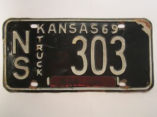 License Plate Truck Tag 1969 Kansas Ns 303 [z272]