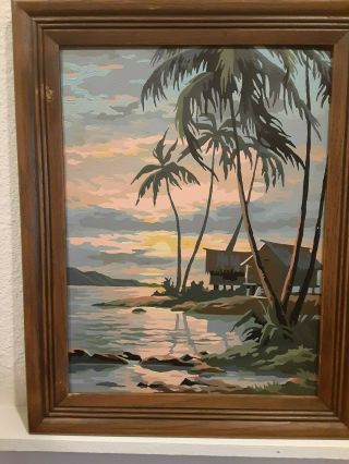 Vintage Tropical OceanSunrise Sunset Paint By Number - Framed 2