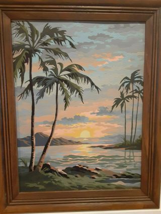 Vintage Tropical OceanSunrise Sunset Paint By Number - Framed 3