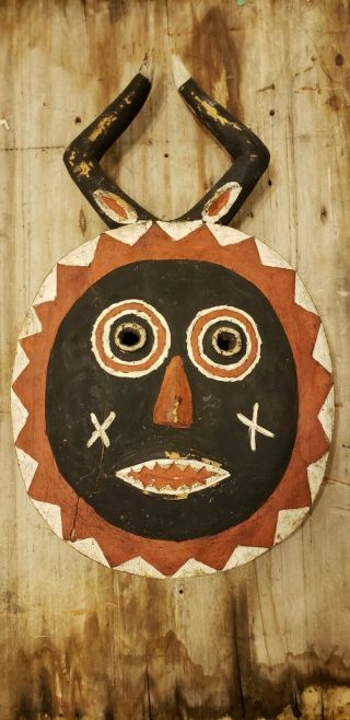 Vintage Antique African Mask Baule Goli Wood Dance Mask 23 " Large