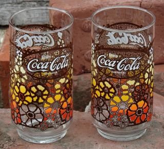 2 - Vintage Coca Cola Drinking Glasses 1960 