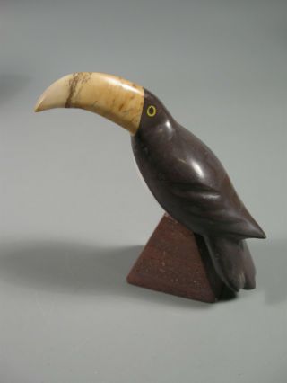 Vintage Carved Stone Toucan Bird