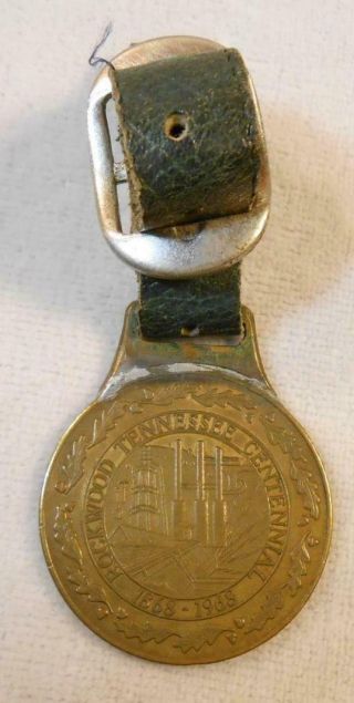 Vintage Watch Fob Made From Half Dollar Token Rockwood,  Tn Centennial 1868 - 1968