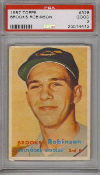 Brooks Robinson 1957 Topps Rookie Baseball 328 - Graded Psa 2 Good - Orioles