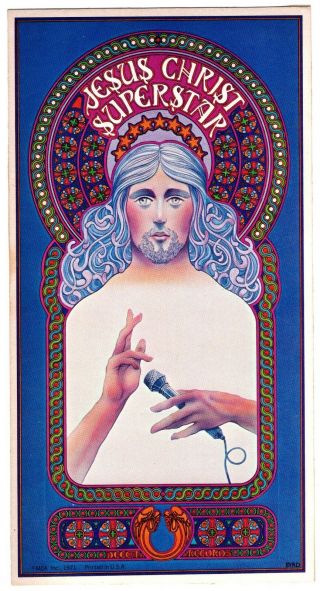 Jesus Christ Superstar Vintage 1971 Mca Decca Records Promo Mini Poster Byrd Art