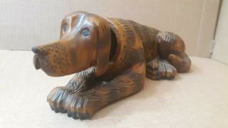 Vintage Black Forest Hound Dog Nodder Carved Wood