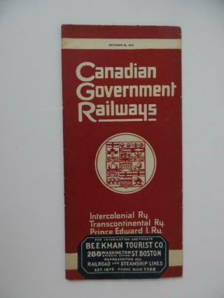 1916 Canadian Government Railways Timetable Canada Intercolonial Cgr Antique