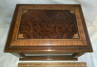 ANTIQUE WOOD CIGAR HUMIDOR UNUSUAL LIFT GLASS FRONT DRAWERS VINTAGE TOBACCO OLD 2