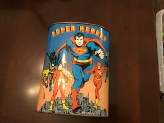 Vintage 1978 Cheinco Heroes Metal Trash Can Superman Wonder Women Batman