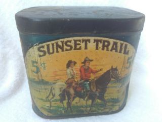 Vintage Rare Advertising Tobacco Tin - Sunset Trail - Cigar - Antique