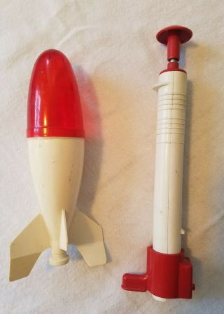 Vintage Park Plastics Red And White Plastic Water Or Air Rocket And Launcher