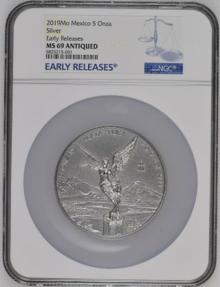 Antique Libertad - Mexico - 2019 5 Oz Silver Coin Ngc Ms 69 Early Releases Er