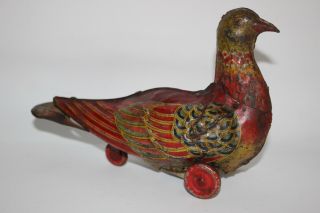 Antique Germany Hans Eberl Pigeon Dove Tin Litho Wind Up Toy