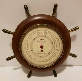 Vintage Taylor Baroguide Ship Wheel Nautical Wall Barometer 1940s