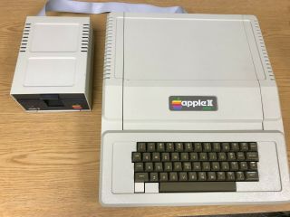 Vintage Apple II,  Computer A2S1048 w/ Disk Drive,  Microsoft RAM card 2
