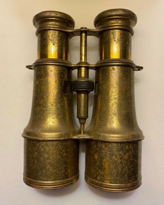 Vintage Artillery (Brand) Brass Binoculars w/ Leather Case Great Steampunk Prop 2