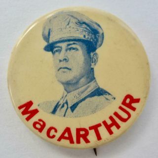 Vintage Wwii General Macarthur Pin Back Button 1 1/4 "