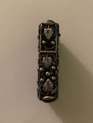 Vintage Silver Repousse Cigarette Lighter Holder Case Leaves and Flowers 3