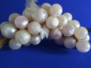 Vintage Lucite Glass Grapes on Vine Cluster White Color 1970 ' s Shade of pink 2