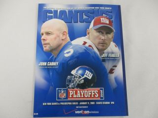 Jan 11 2009 Ny Giants Vs Eagles Game Program W Carney And Feagles - 2008 Playoffs