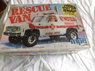 Vintage Mpc Chevy Blazer Rescue Van Snap Model/kit 1:25 Scale