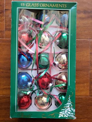 Rauch Vintage Small Glass Ornaments Set Of 15 Red Blue Green Gold Crafts Decor