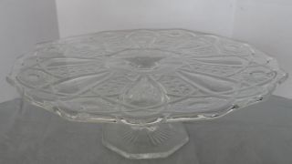 Vintage Clear Pressed Glass Pedestal Cake Stand - Cake Plate