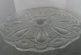 Vintage clear pressed glass pedestal cake stand - cake plate 2