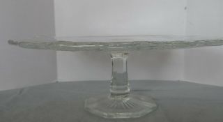 Vintage clear pressed glass pedestal cake stand - cake plate 3