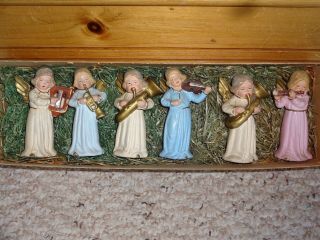 Antique Christmas Vtg Composition Angel Band Ornament Figures Us Zone Germany