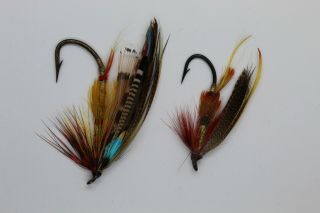Gold Ranger & Red Rover Size 4/0 & 1½ Vintage Salmon Flies Date 1920 - 30