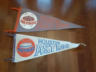 (2) Vintage Retro 70s Houston Astros Astrodome Baseball Mlb 30 " Pennant Banner.