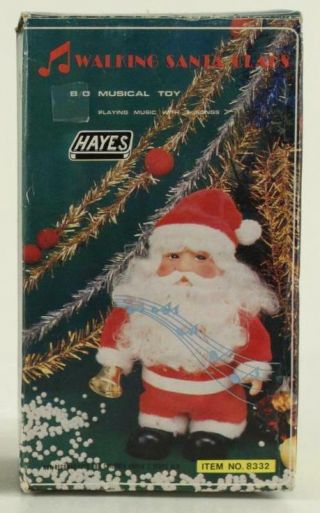 Vintage Hayes Walking Santa Claus Christmas Musical Toy No 8332 Box