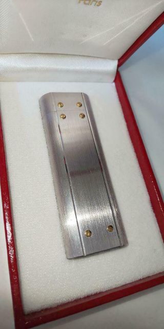 Vintage Cartier Gas Lighter swiss made Silver Gold line Santos 2
