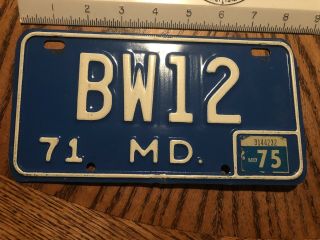 1971 1975 Maryland Motorcycle License Plate Vintage Antique Bw 12