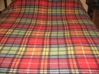Vintage Camp Blanket Red Plaid Tartan Satin Binding Full Size 74 X 84