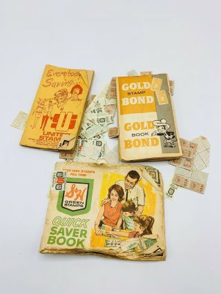 Vtg S&h Green Stamp Books Gold Bond United Stamps Half Full And Empty,  Loose