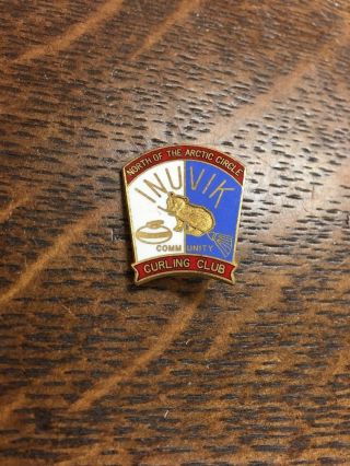 North Of The Arctic Circle Inuvik Community Curling Club Enameled Pin
