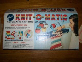 Vintage Kenner Knit O Matic Knitting Machine Box & Parts