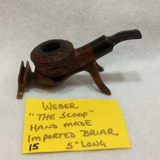 Weber " The Scoop " Vtg Estate Smoking Pipe Hand Made Imported Briar Rhodesian