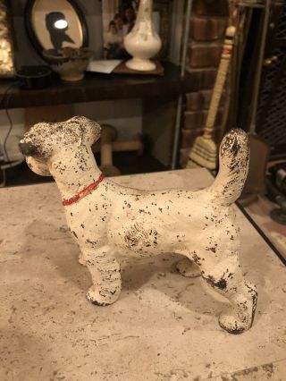 Antique Hubley Fox Terrier Airedale Dog Cast Iron Book End Vintage Doorstop 3
