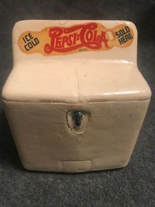 Rare Vintage Double Dot Pepsi Cola Advertising Gullwing Pepsi Chest Bank Htf
