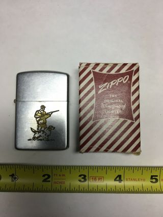 Vintage Zippo Lighter Hunter With Dog Patent 2517191 With Box