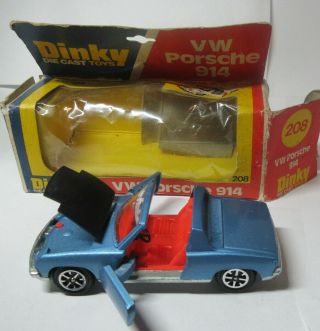 Vtg Dinky Toys Diecast Vw Porsche 914 Made In England