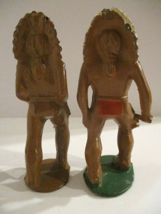 2 Vintage Manoil Lead Toy dime store indian figures M - 37 and M - 38a 2