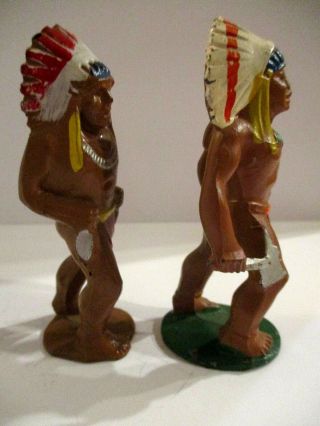 2 Vintage Manoil Lead Toy dime store indian figures M - 37 and M - 38a 3